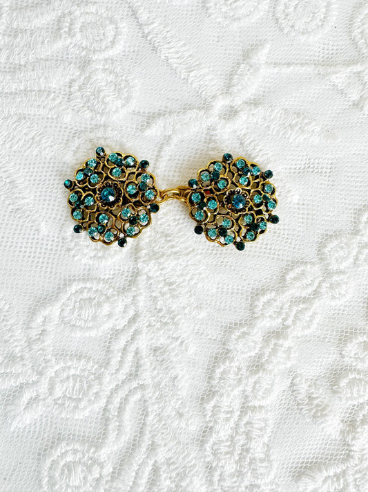 Blue & Gold Cinch Clip, Gilded Sweater Clasp KardiKlip