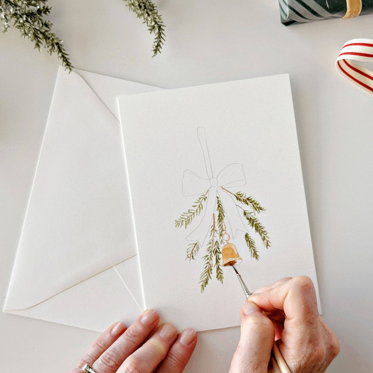 Classic Christmas Paintable Notecard by Emily Lex