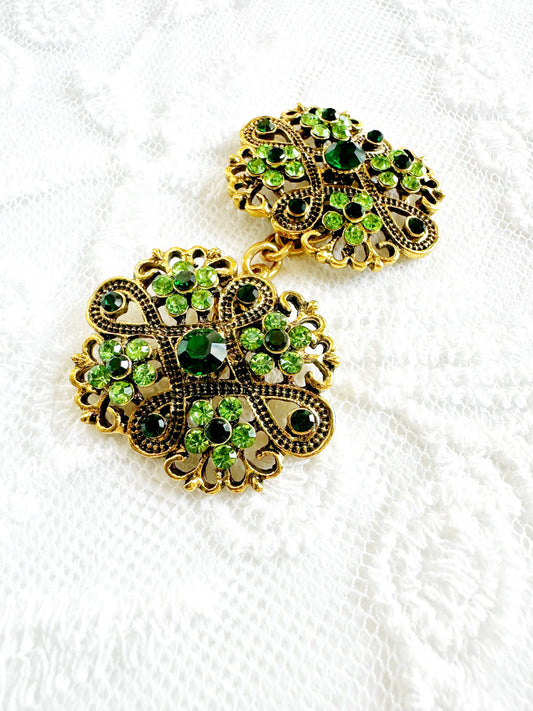 Green & Gold Cinch Clip, Gilded Sweater Clasp KardiKlip