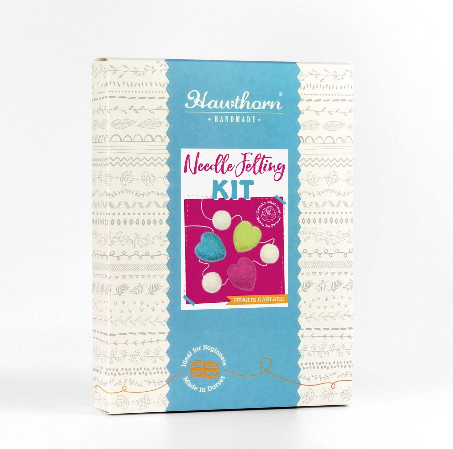 Hearts Garland Needle Felting Kit | Beginner Craft Kit