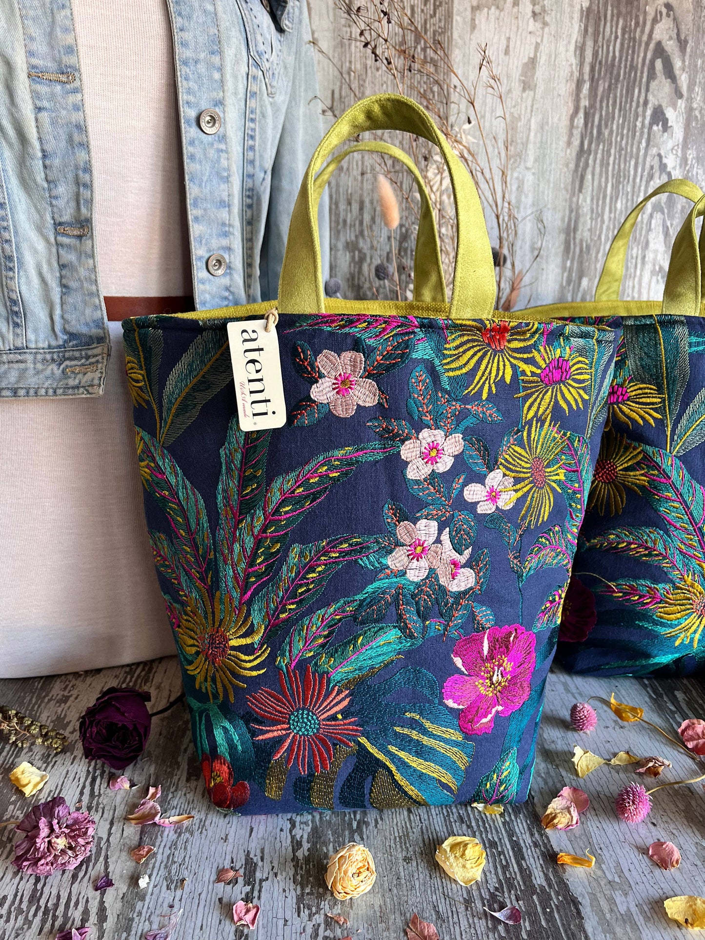 Knitting + Crochet Organizer Project Bag, Flora Hope Basket