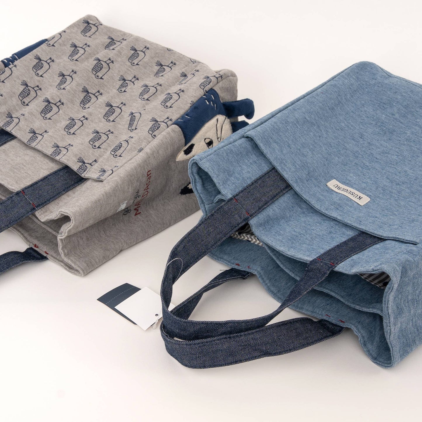 Kusuguru Japan Embroidered Cat Small Tote Bag - two color