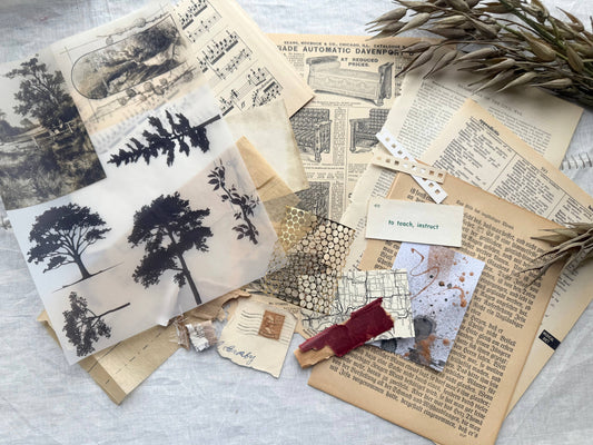 Collage Prompt Kit, Mixed Media Art Kits, Trees