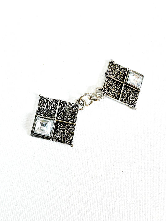 Silver Double Diamonds Cinch Clip, Sweater Clasp KardiKip