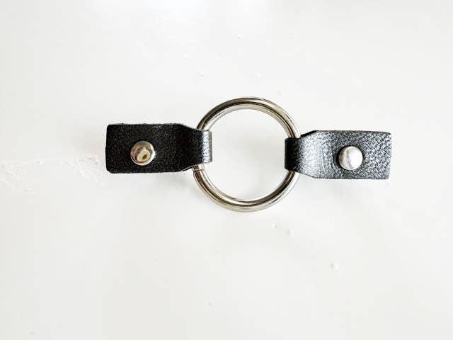 Cinch Clip for Clothes Silver w/ Black Leather Scarf Clasp
