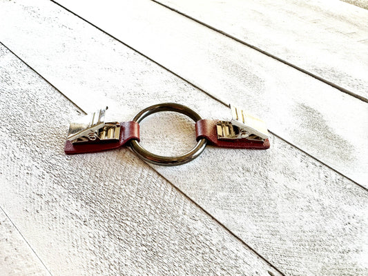 Cinch Clip for Clothes Black w/ Red Leather Scarf Clasp