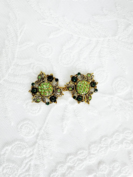 Green & Gold Cinch Clip, Gilded Sweater Clasp KardiKlip