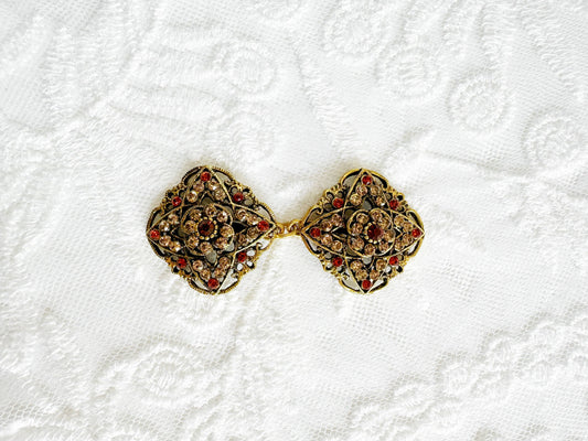 Brown & Gold Cinch Clip, Gilded Sweater Clasp KardiKlip