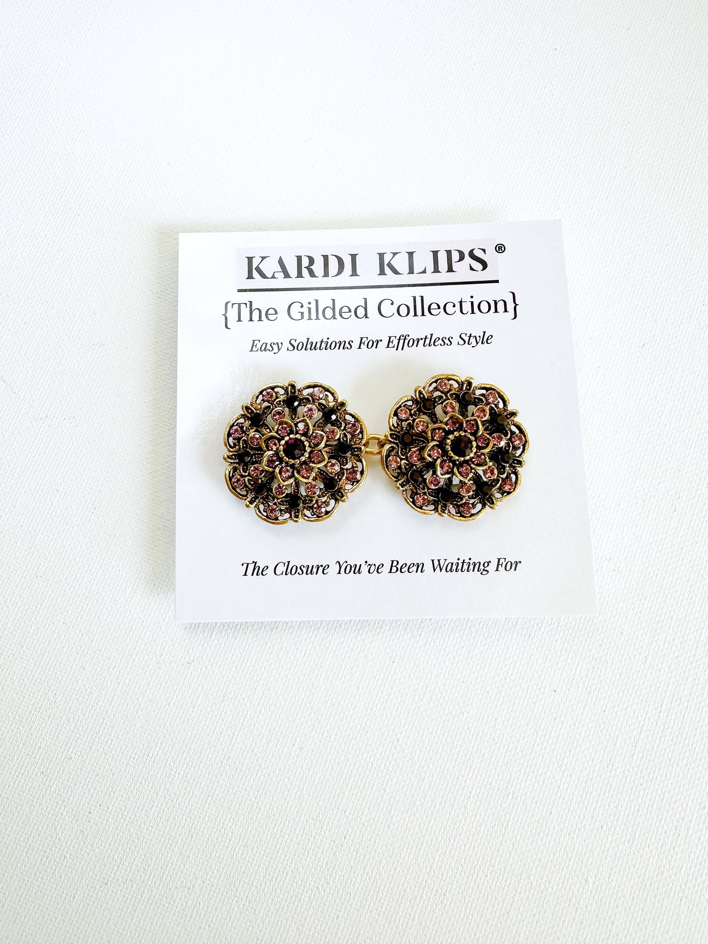 Purples & Gold Cinch Clip, Gilded Sweater Clasp KardiKlip