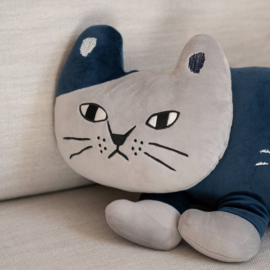 Kusuguru Japan "Matilda" Patchwork Cat Plush - Long Pillow