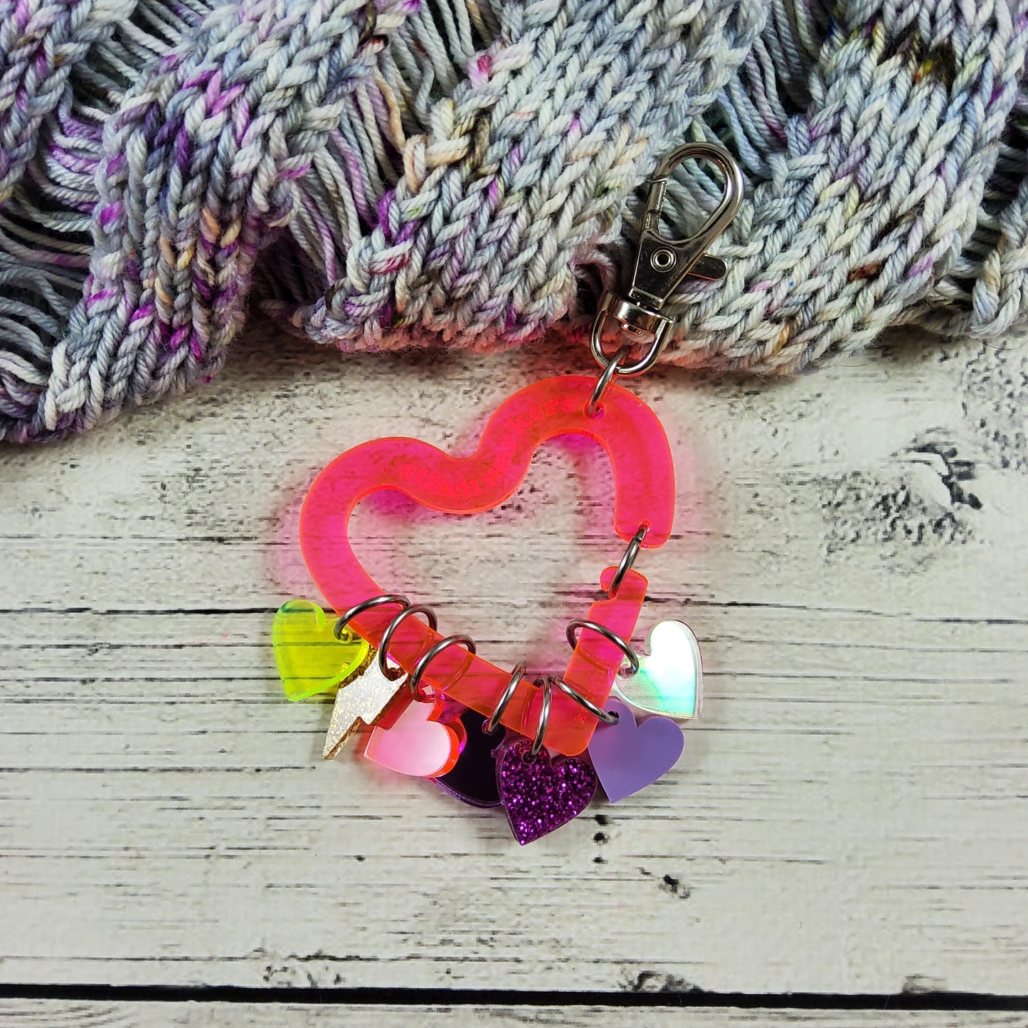 Heart Shape Stitch Marker Holder (Acrylic) by Katrinkles