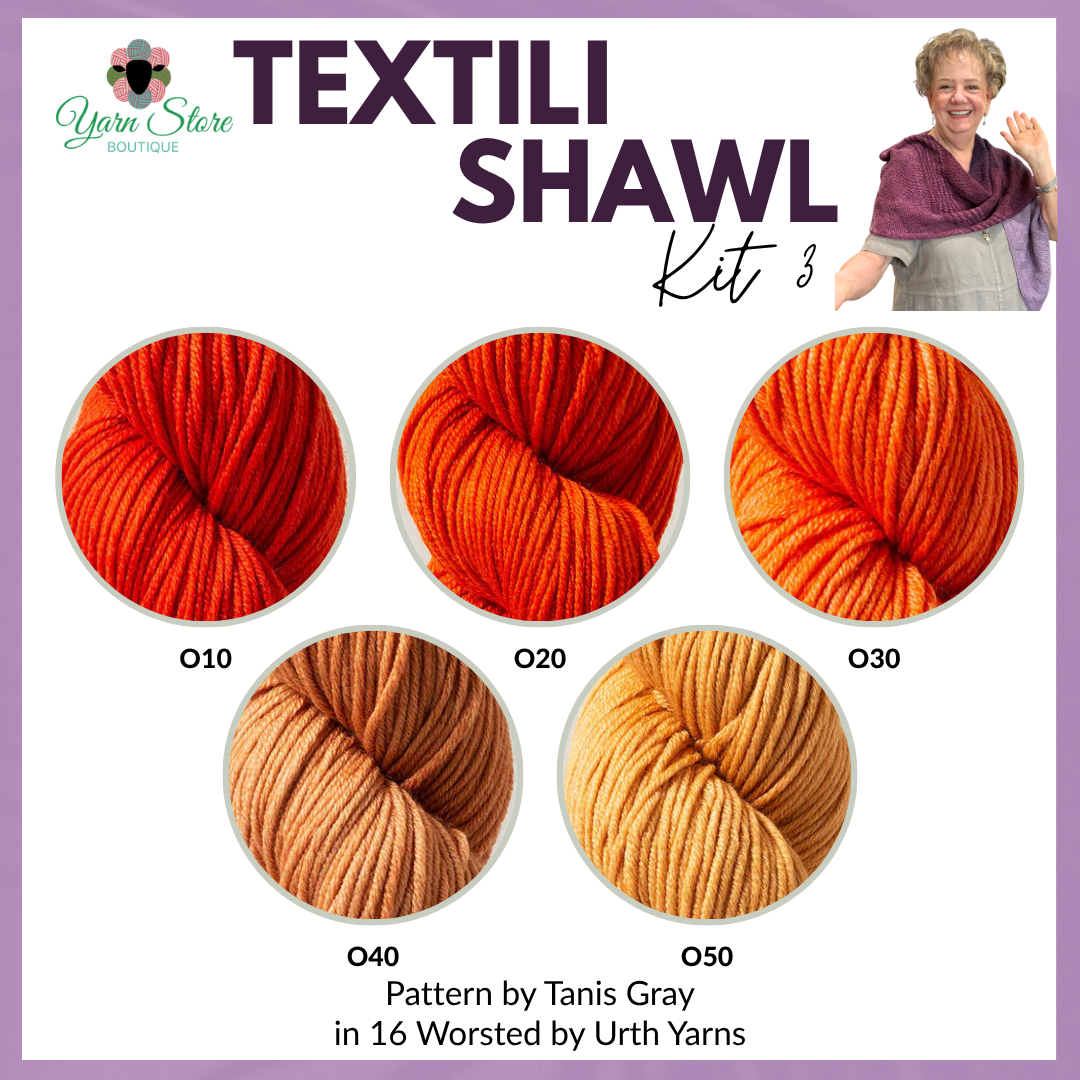 Textili Shawl by Tanis Gray Kit w/16 Worsted