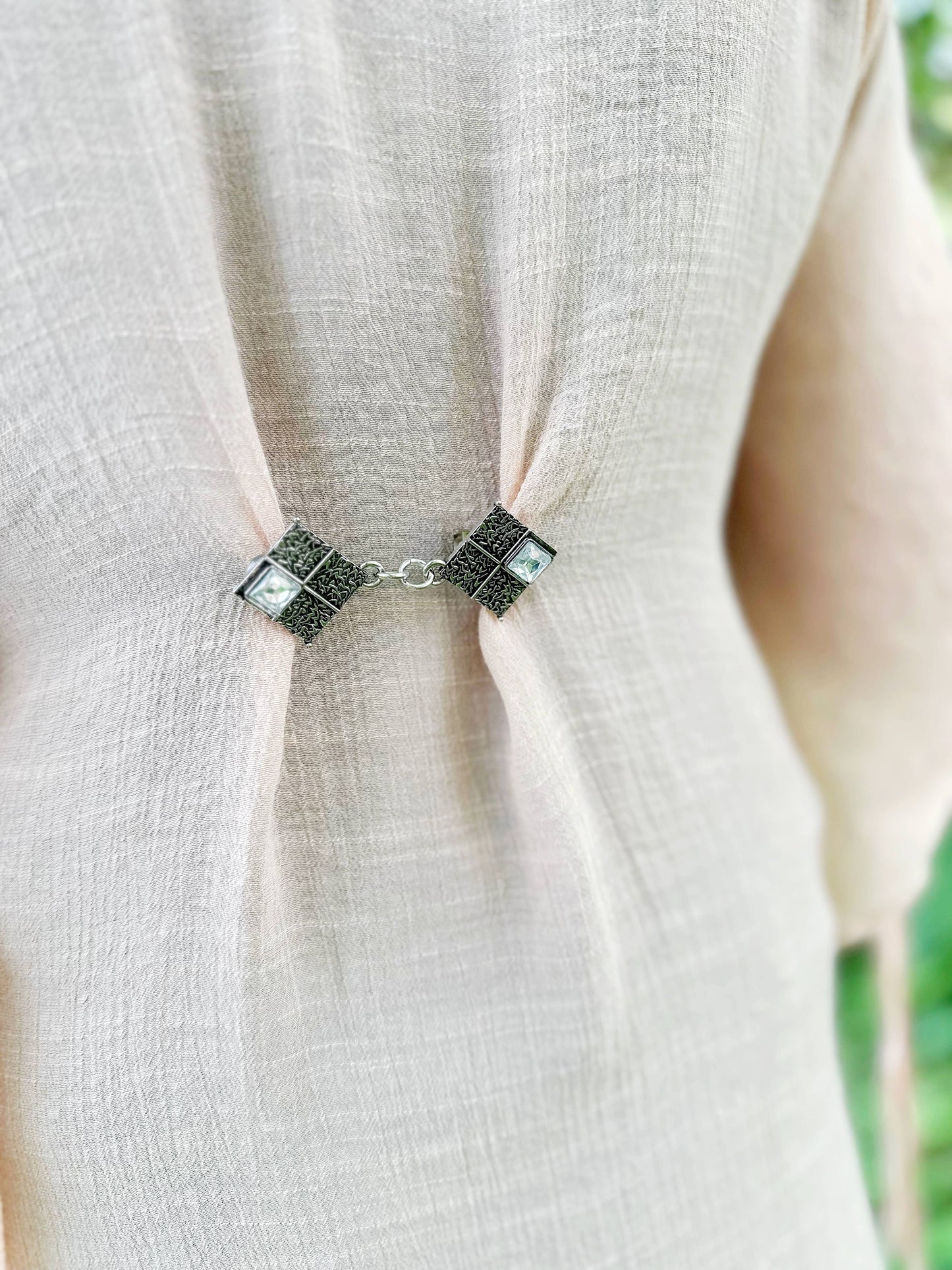 Silver Double Diamonds Cinch Clip, Sweater Clasp KardiKip