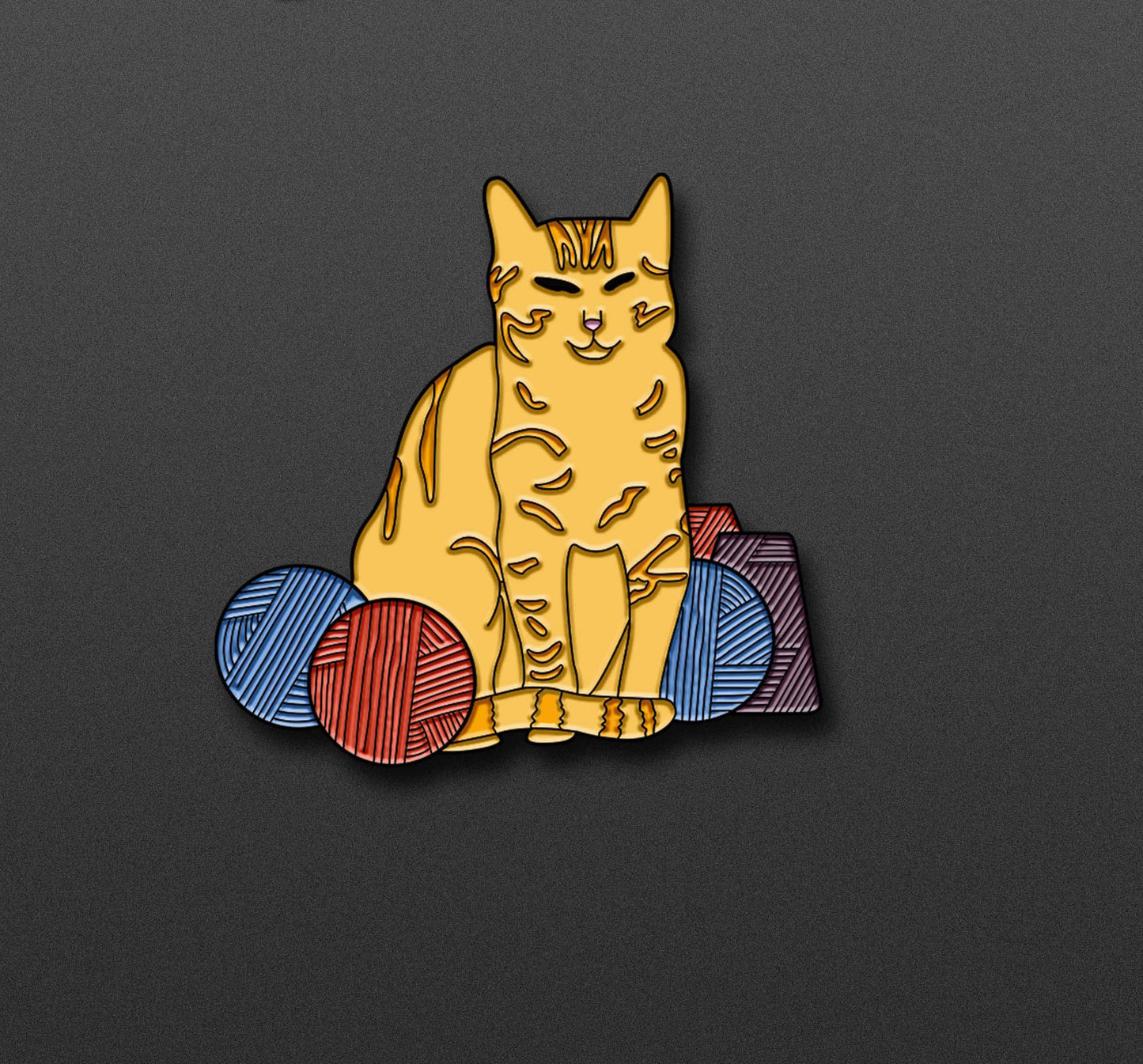 Yarn Cat Enamel Pin - Knitting, Crochet, Weaving, Rug Making