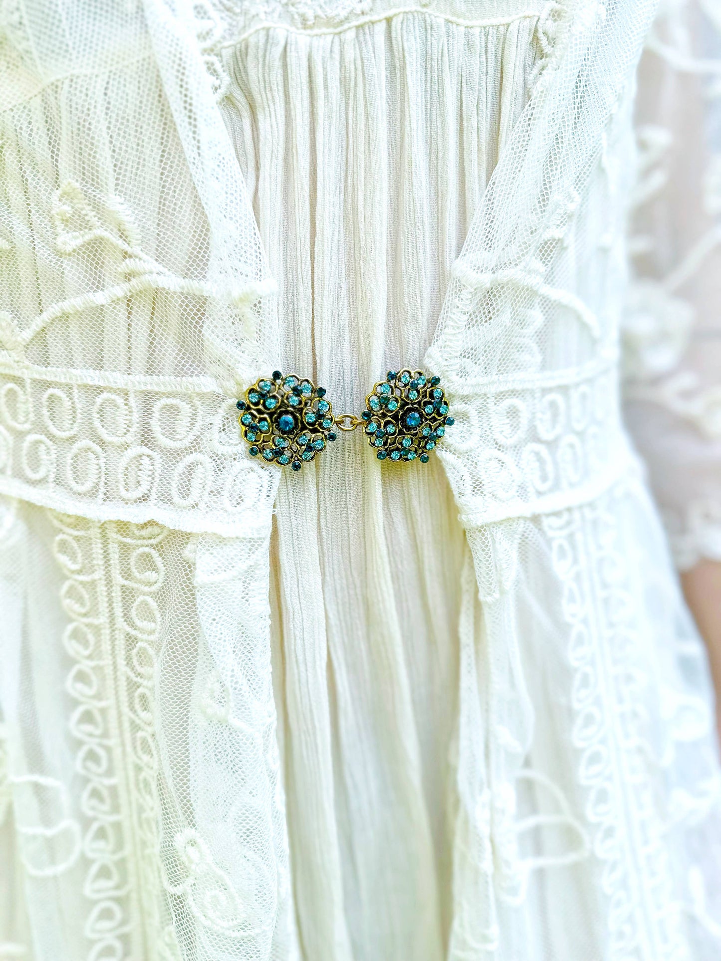 Blue & Gold Cinch Clip, Gilded Sweater Clasp KardiKlip