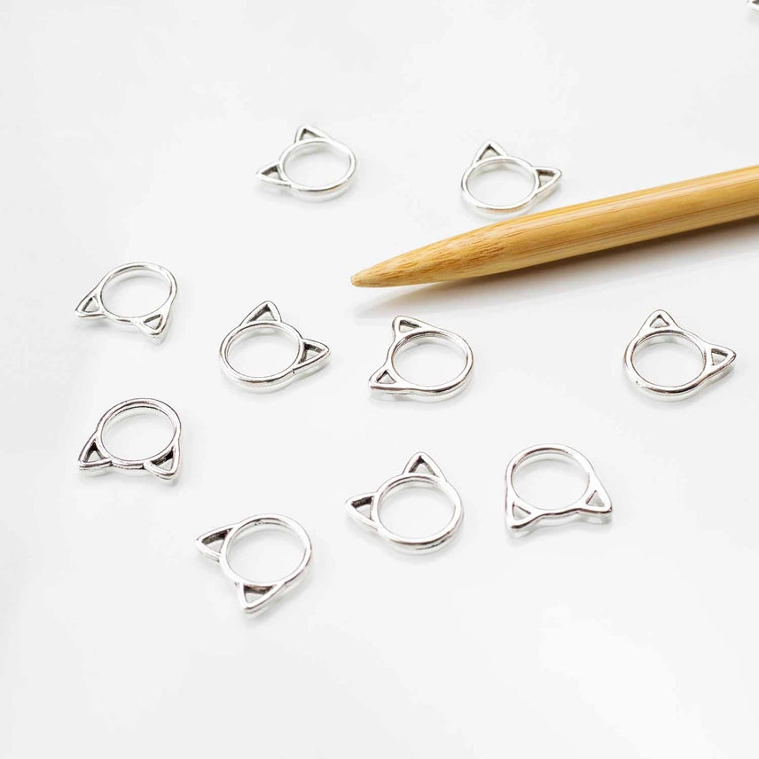 Silver Cat Simple Stitch Markers by Twice Sheared Sheep