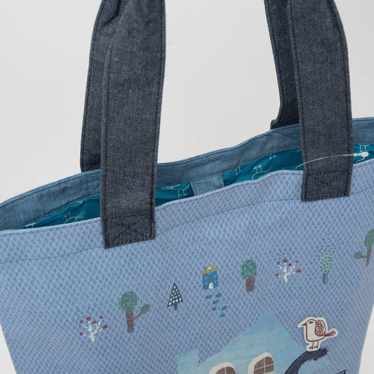 Kusuguru Japan Cat Embroidered Tote Bag – Blue