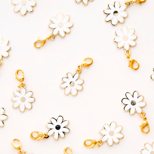 White Daisy Zipper Charm by Sarah Hearts