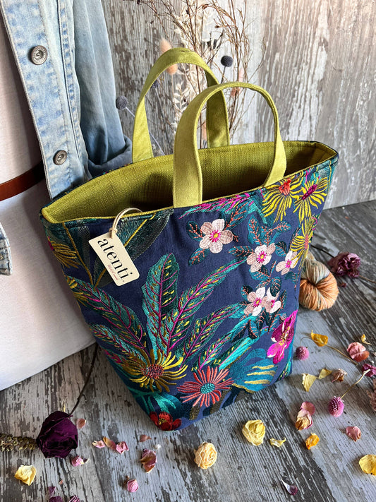 Knitting + Crochet Organizer Project Bag, Flora Hope Basket