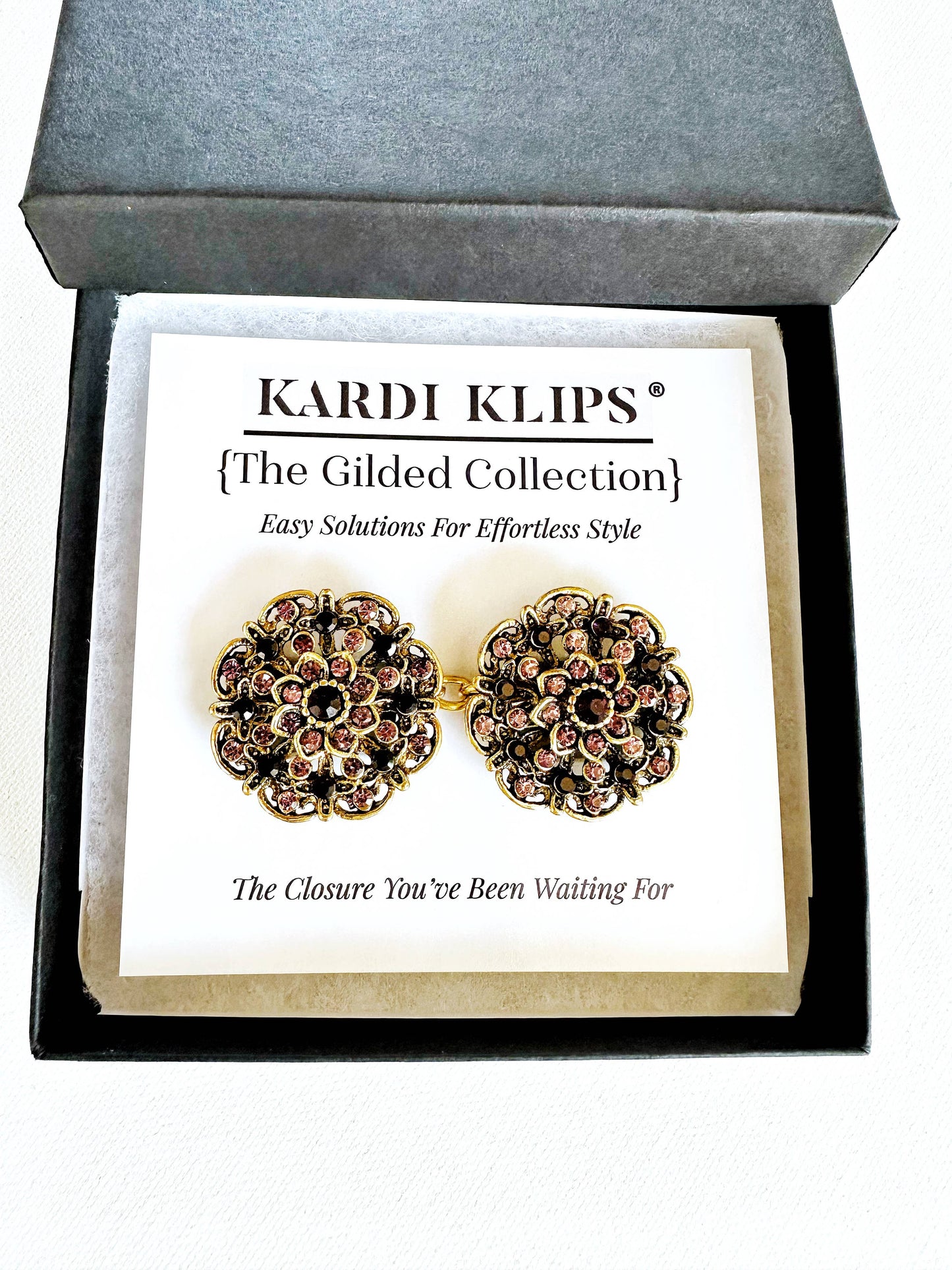 Purples & Gold Cinch Clip, Gilded Sweater Clasp KardiKlip