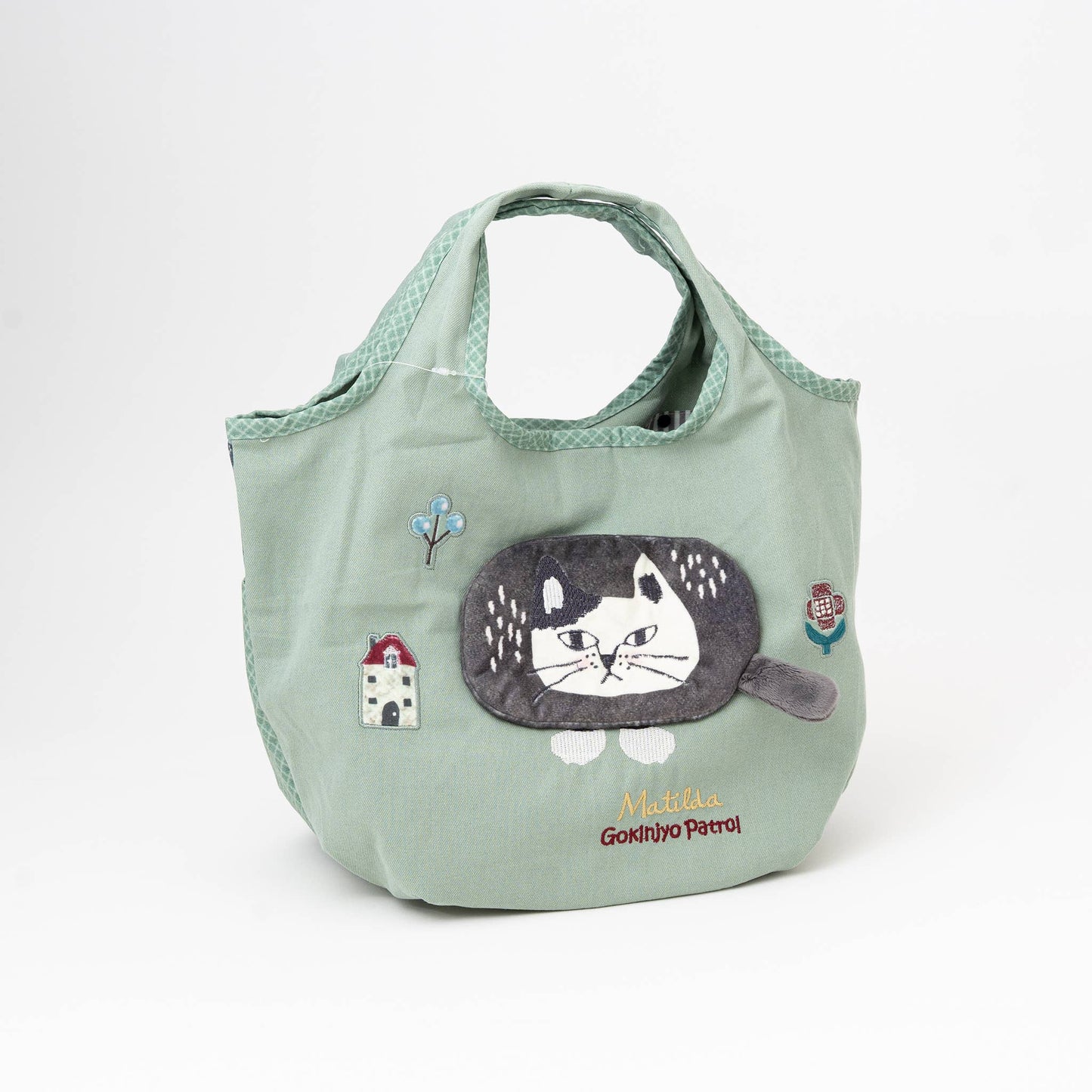 Kusuguru Japan Embroidered Climbing Cat Canvas Tote