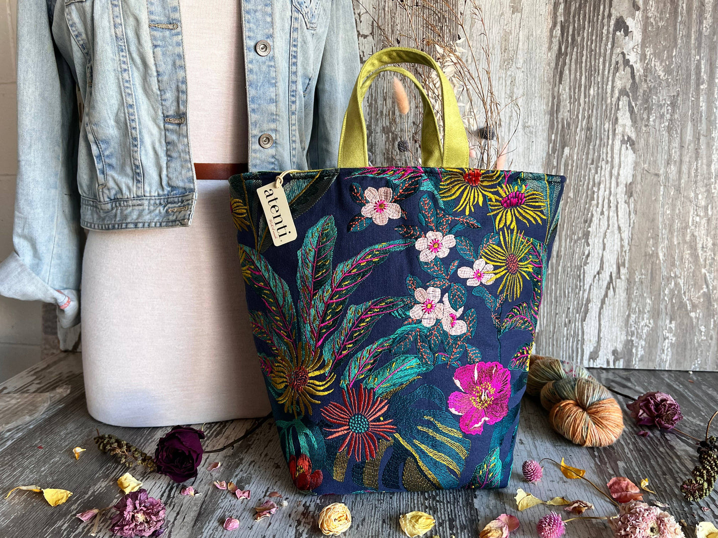 Knitting + Crochet Organizer Project Bag, Flora Hope Basket