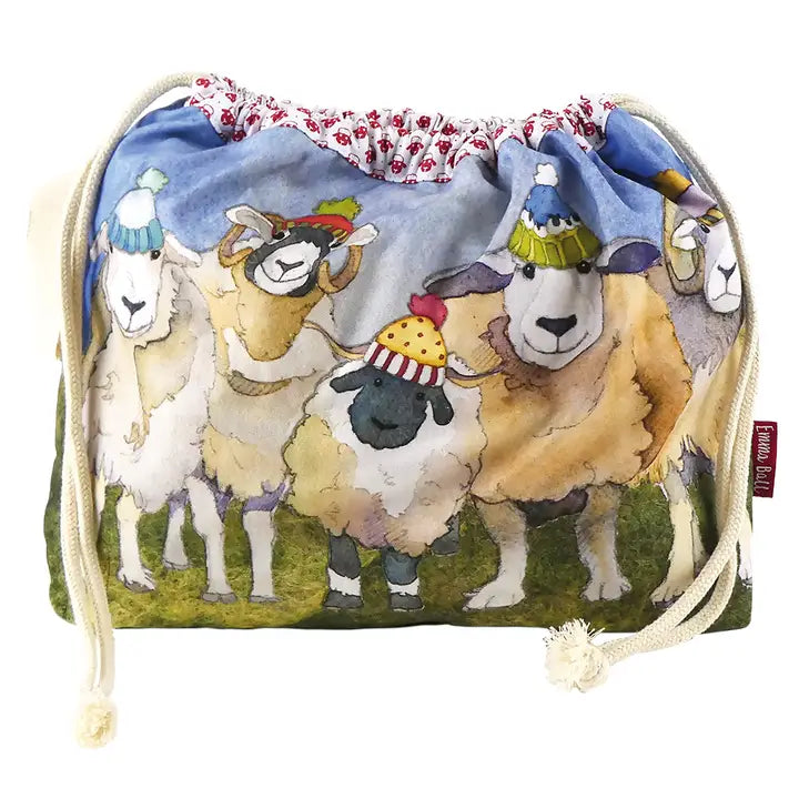 Happy Sheep Drawstring Bag by Emma Ball