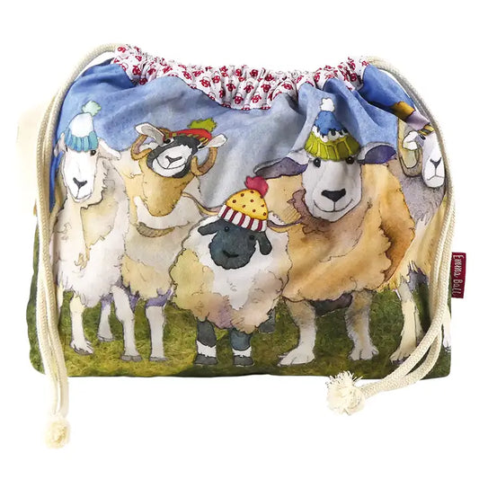 Happy Sheep Drawstring Bag by Emma Ball