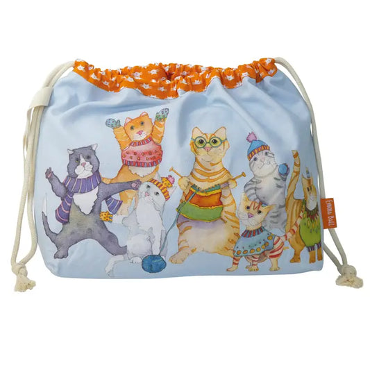 Kittens in Mittens Drawstring Bag by Emma Ball