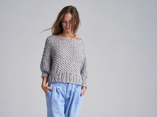 Super Cropped Sweater with Big Cotton by Loopy Mango KAL