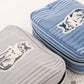 Kusuguru Japan Embroidered "Bowtie Cat" Multi-Dual Zi Pouch