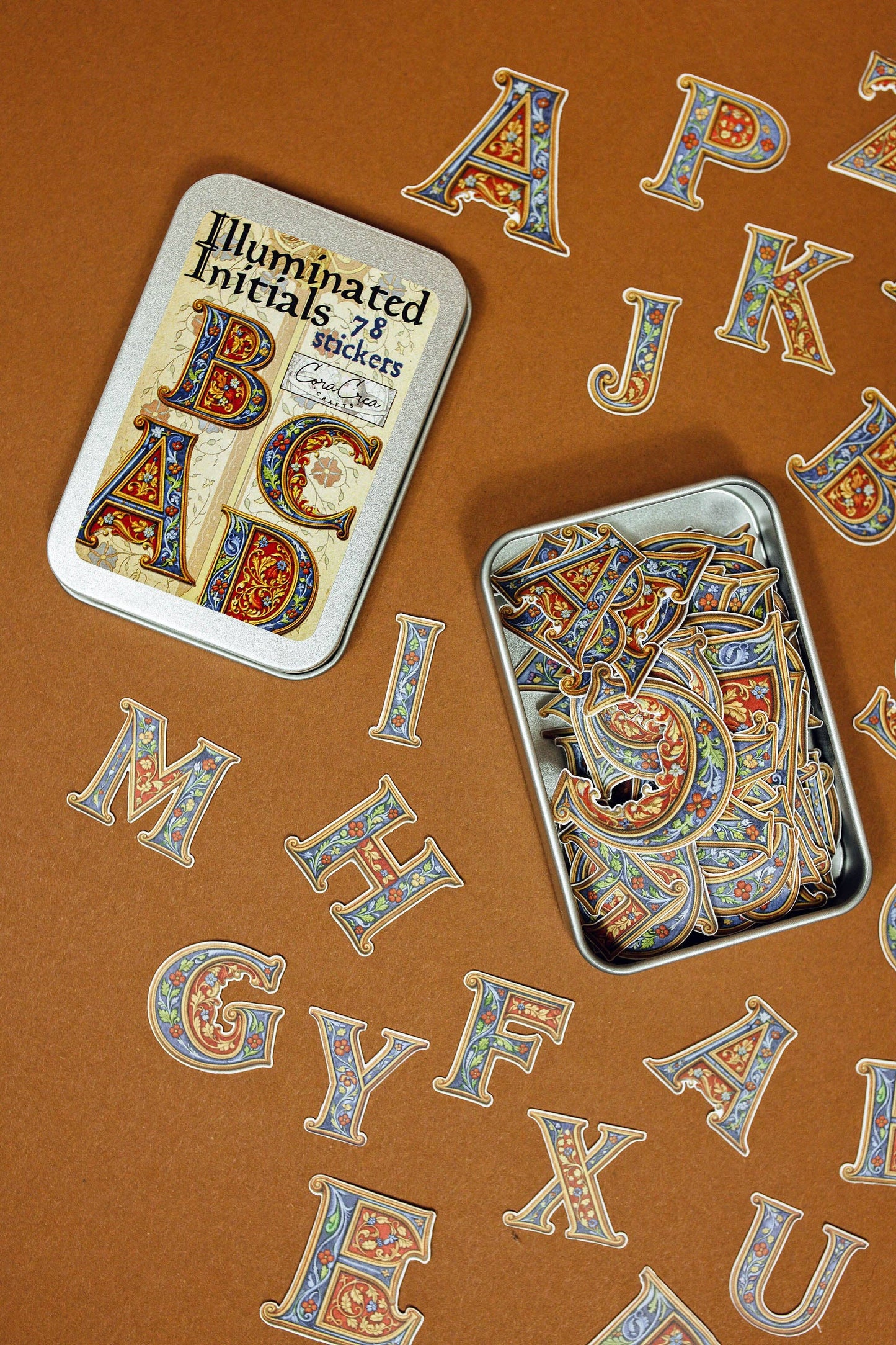 Illuminated Initials Sticker Tin Box