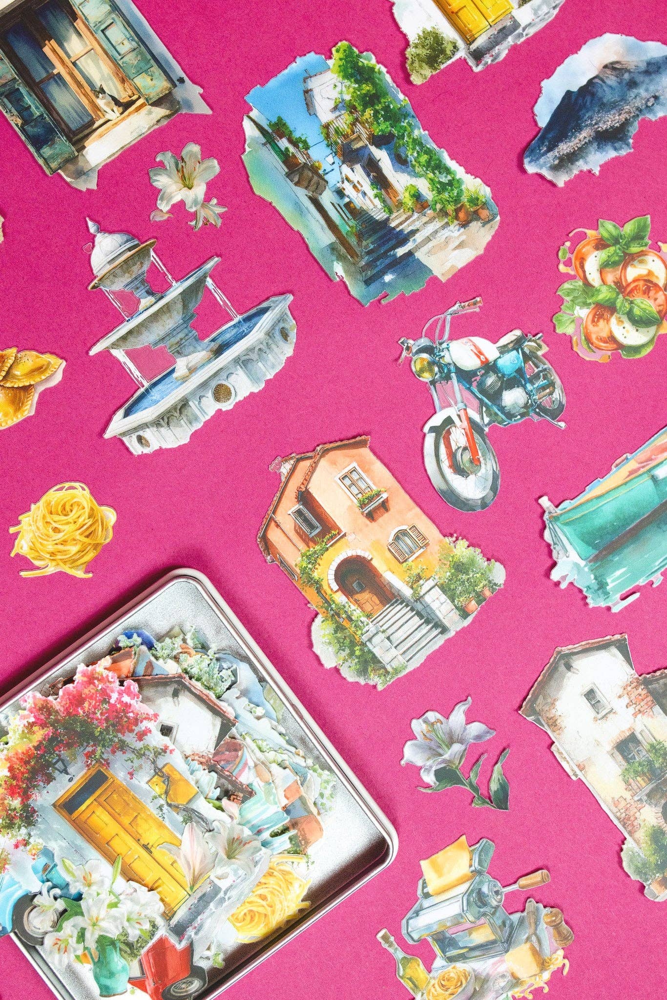 Italian Village Sticker Tin