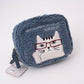 Kusuguru Japan Embroidered Glasses Cat Fluffy Plush Pouch