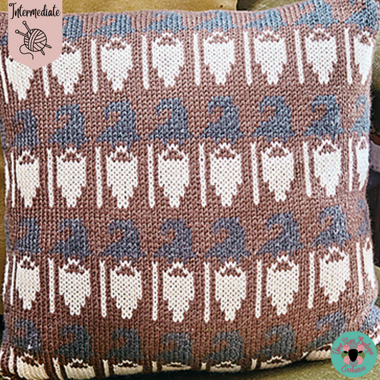 The Grey Wizard Pillow from "Knitting of the Fellowship..." by Tanis Gray