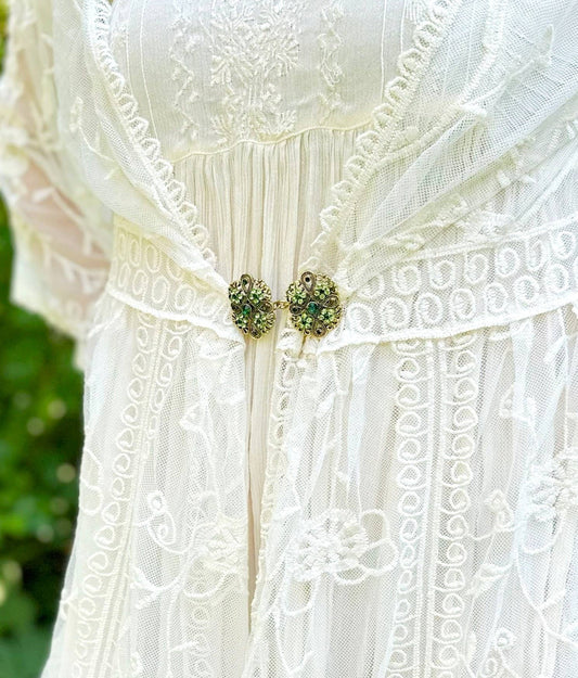 Green & Gold Cinch Clip, Gilded Sweater Clasp KardiKlip