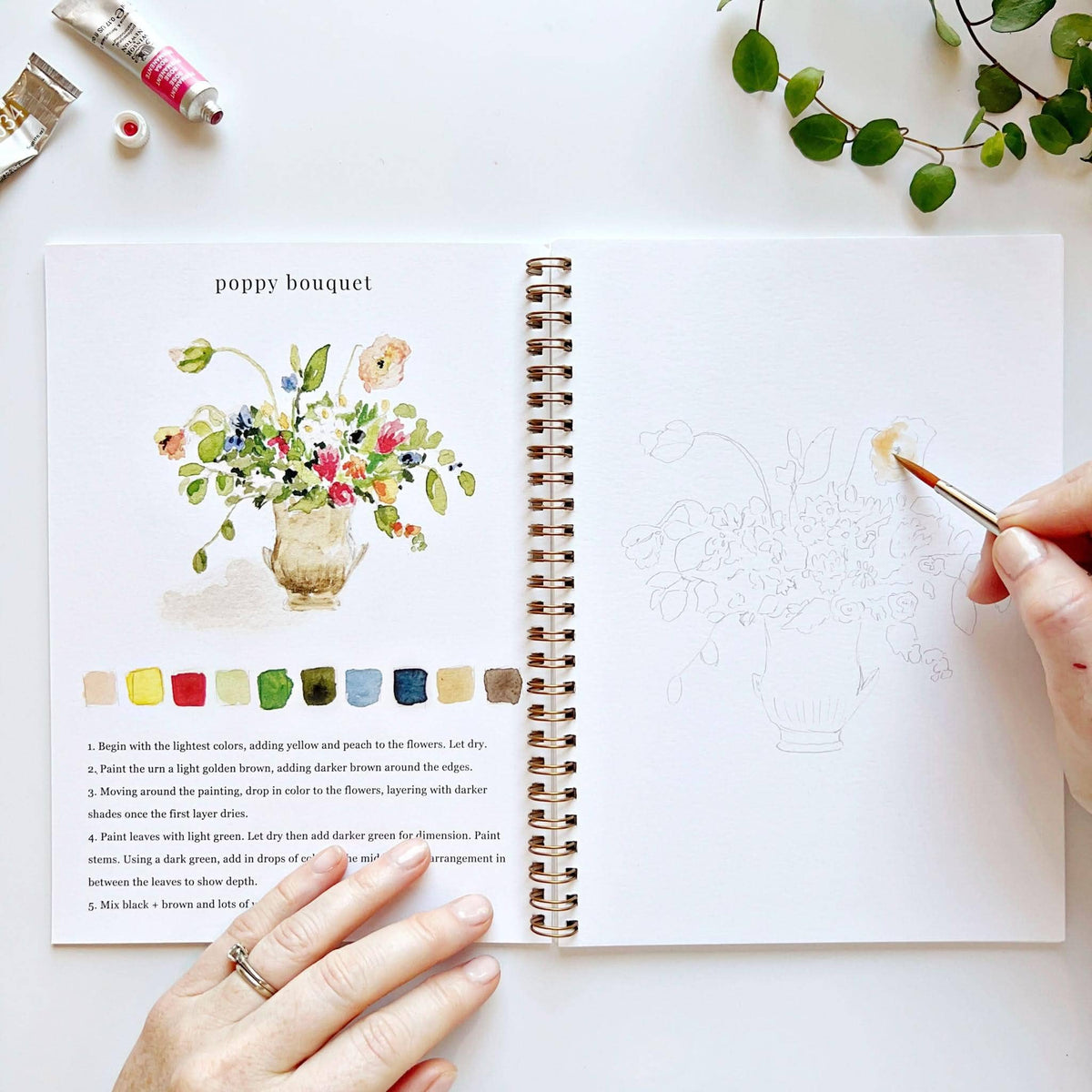 Bouquets Watercolor Workbook by Emily Lex