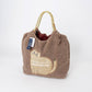 Cozy Teddy Fleece Cat Appliqué Tote Bag - Kusuguru Japan