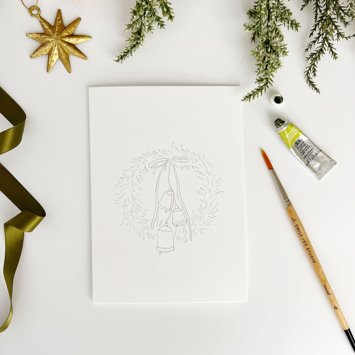 Wreaths Paintable Watercolor Notecard Set by Emily Lex