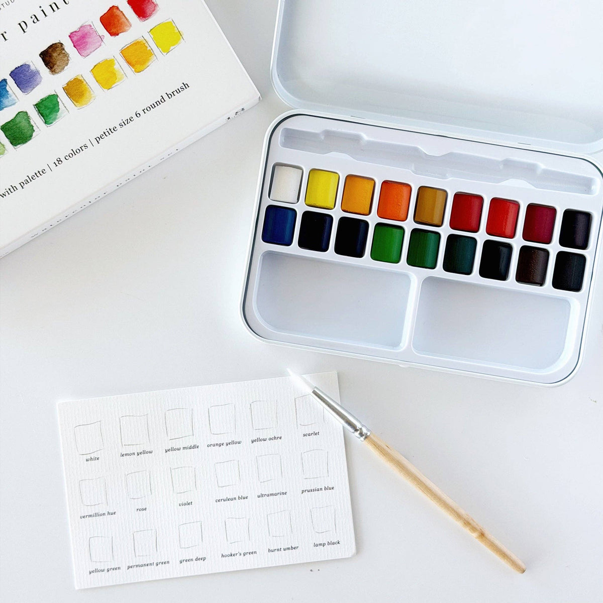 Watercolor Paint set 18 Colors with Brush by Emily Lex