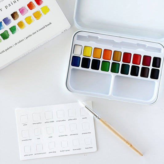 Watercolor Paint set 18 Colors with Brush by Emily Lex