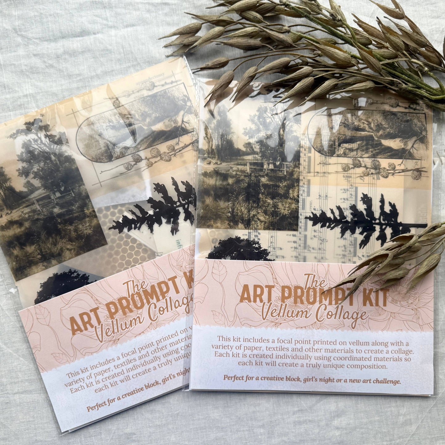 Collage Prompt Kit, Mixed Media Art Kits, Trees