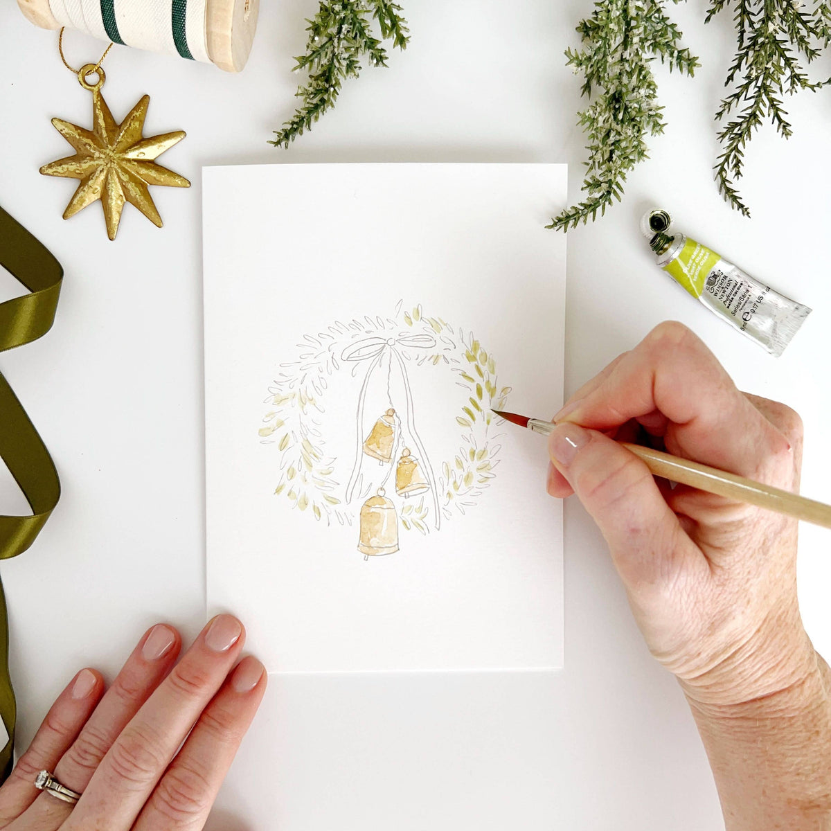 Wreaths Paintable Watercolor Notecard Set by Emily Lex