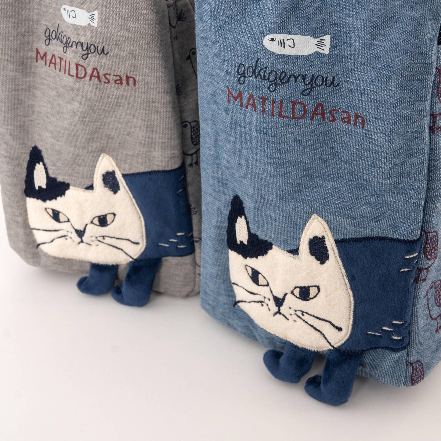 Kusuguru Japan Embroidered Cat Small Tote Bag - two color
