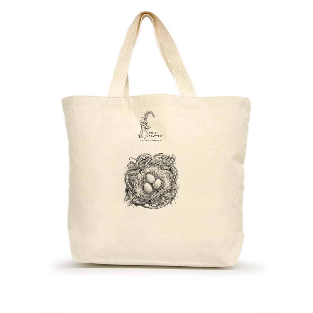 Howard the Housefinch Large Tote (with Border)