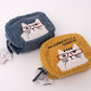 Kusuguru Japan Embroidered Glasses Cat Fluffy Plush Pouch