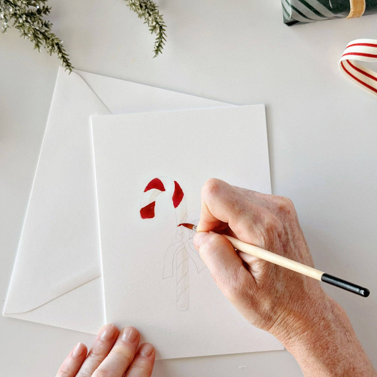 Classic Christmas Paintable Notecard by Emily Lex