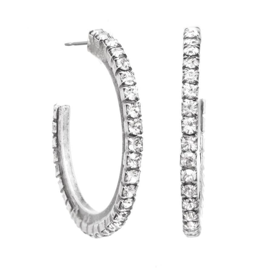 Slim Hoop Earrings in Antique Silver by Tova