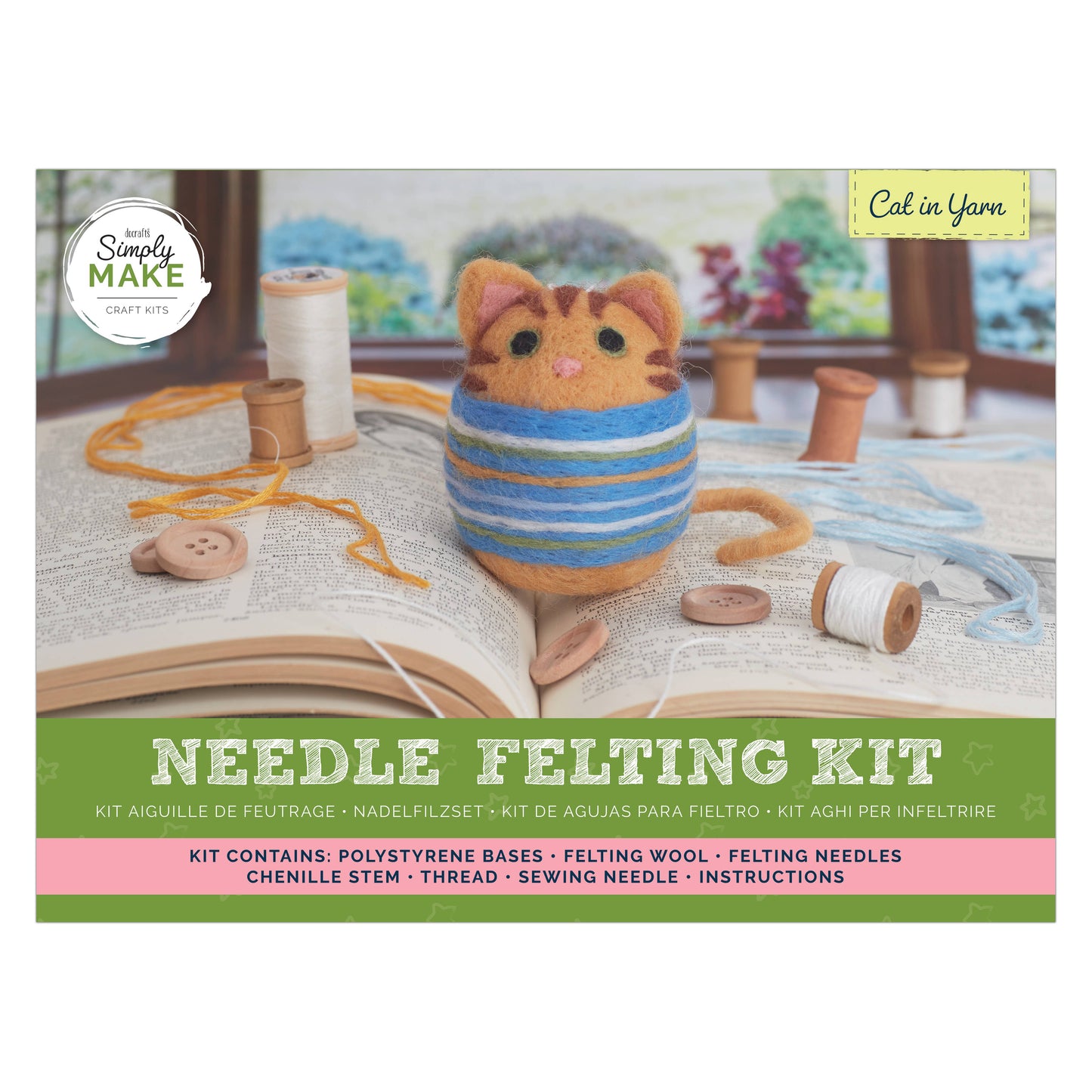 Simply Make Needle Felting Kit, Cat In Yarn, Craft Gift