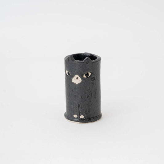 Handmade Cute Ceramic Cat Mini Vase – Black